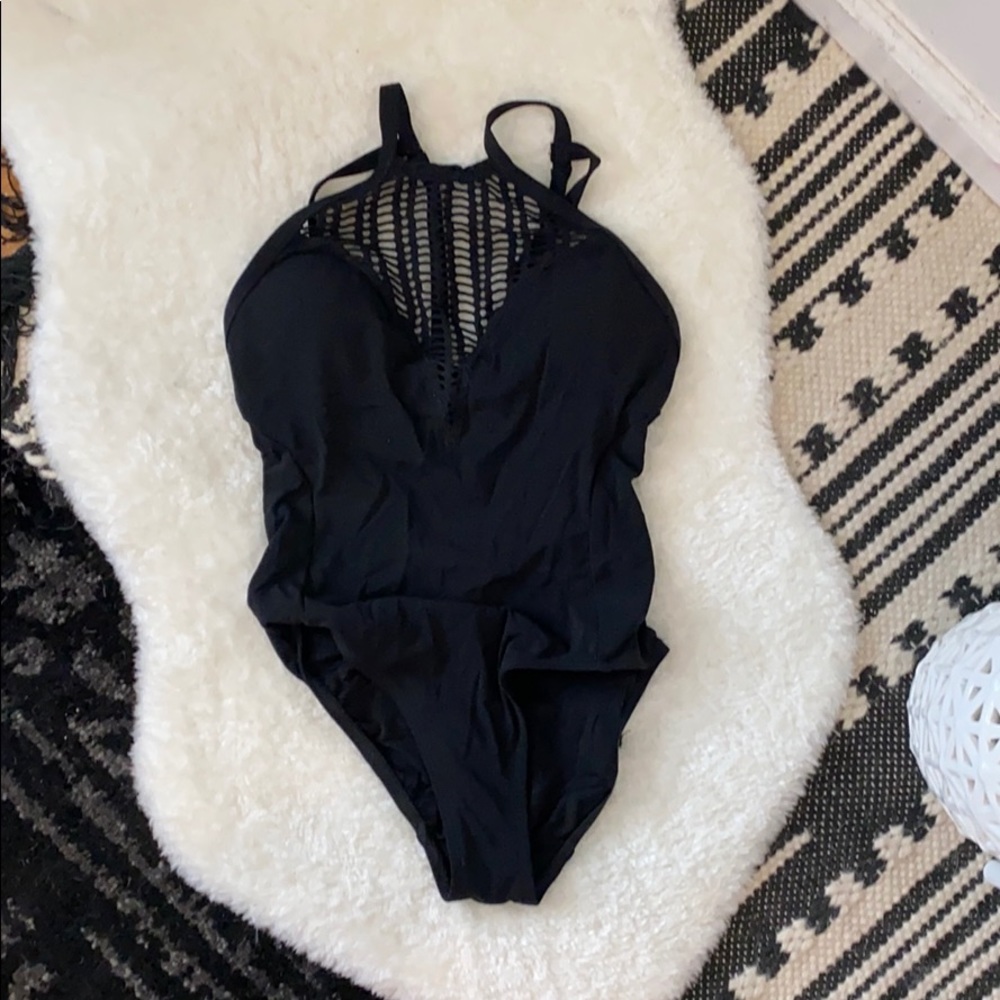 Black swim suit one piece